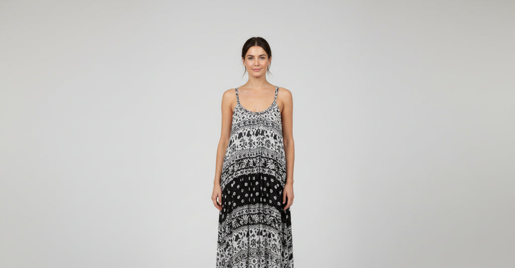 India Boutique Pasley Dress with Rope Straps One Size Available in Blue or Black