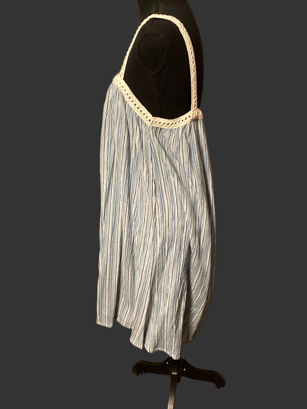 India Boutique Striped Dress with Lace Straps One Size Fits up to 1X