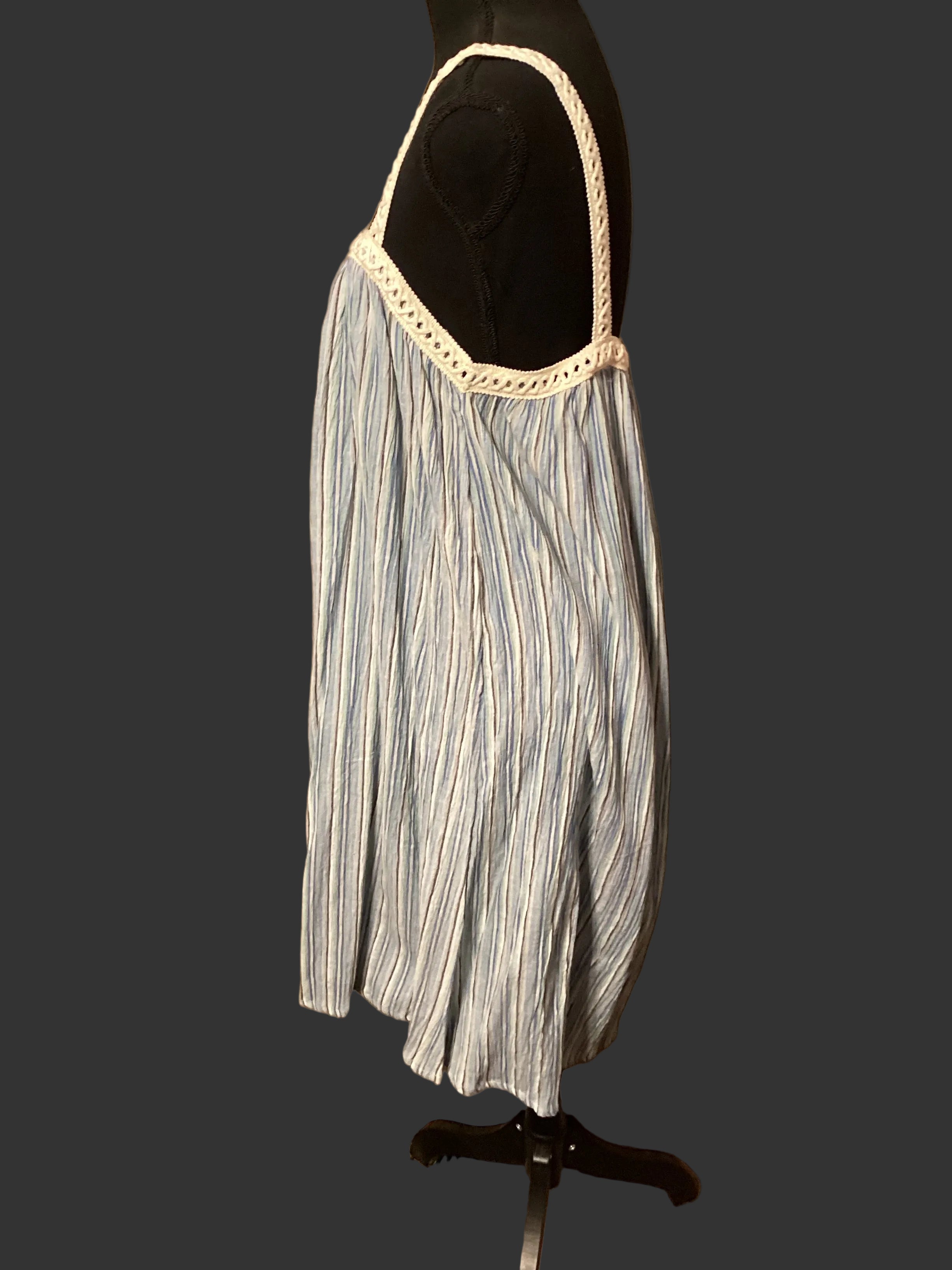 India Boutique Striped Dress with Lace Straps One Size Fits up to 1X