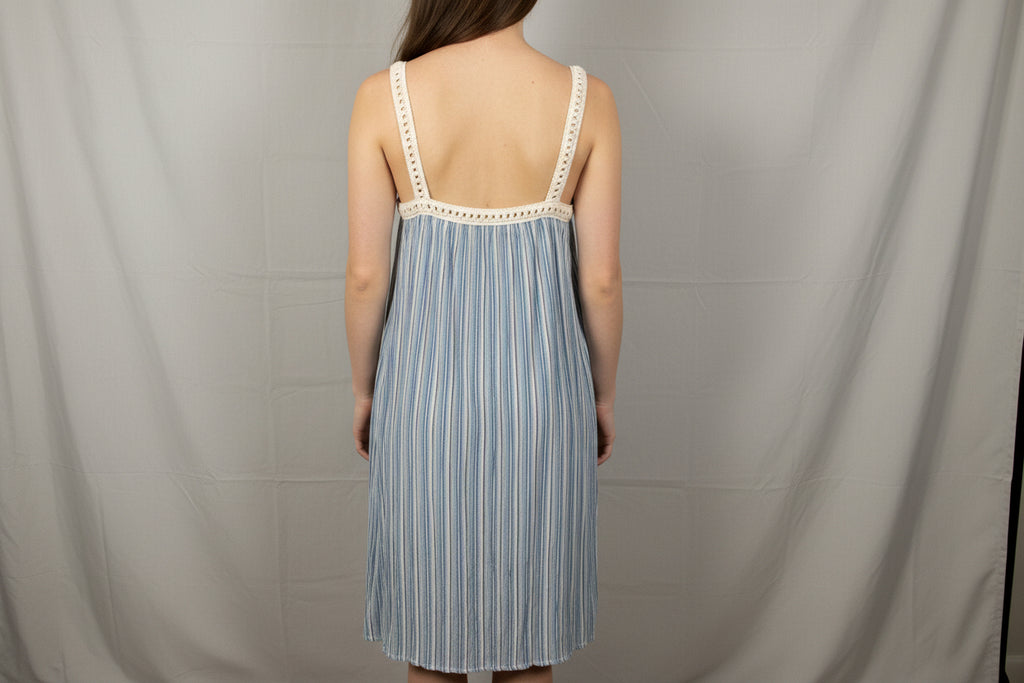 India Boutique Striped Dress with Lace Straps One Size Fits up to 1X