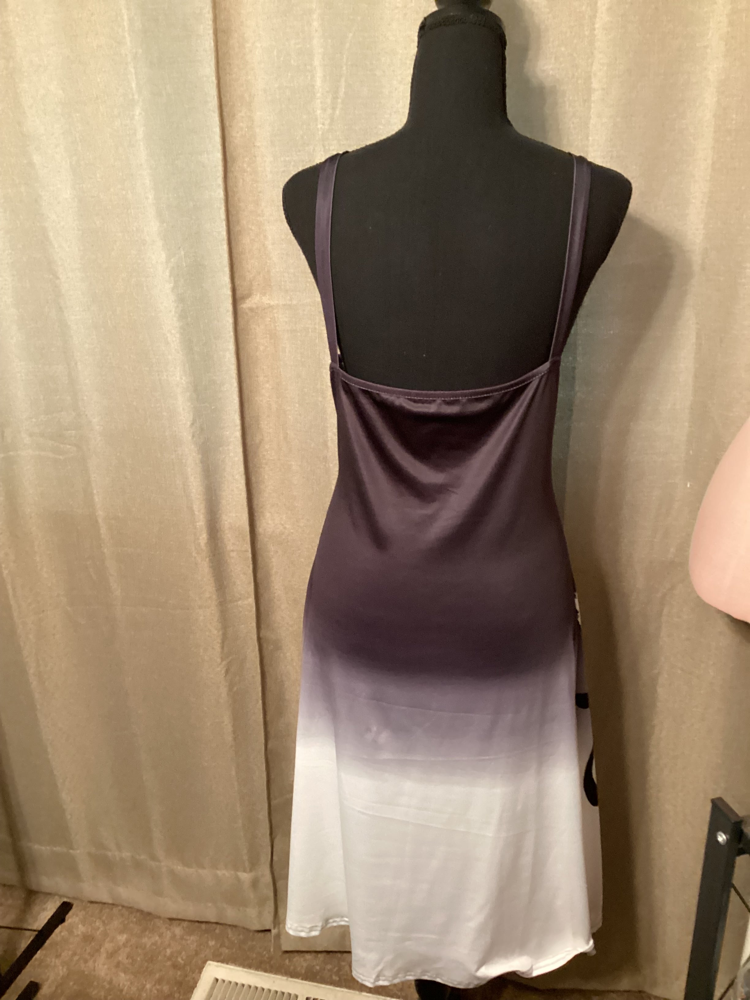Black and White Dress With Large Flower on Front with Silver Rings on Straps One Size