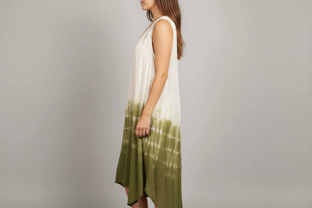 India Boutique Olive Green Tie Dye Dress One Size