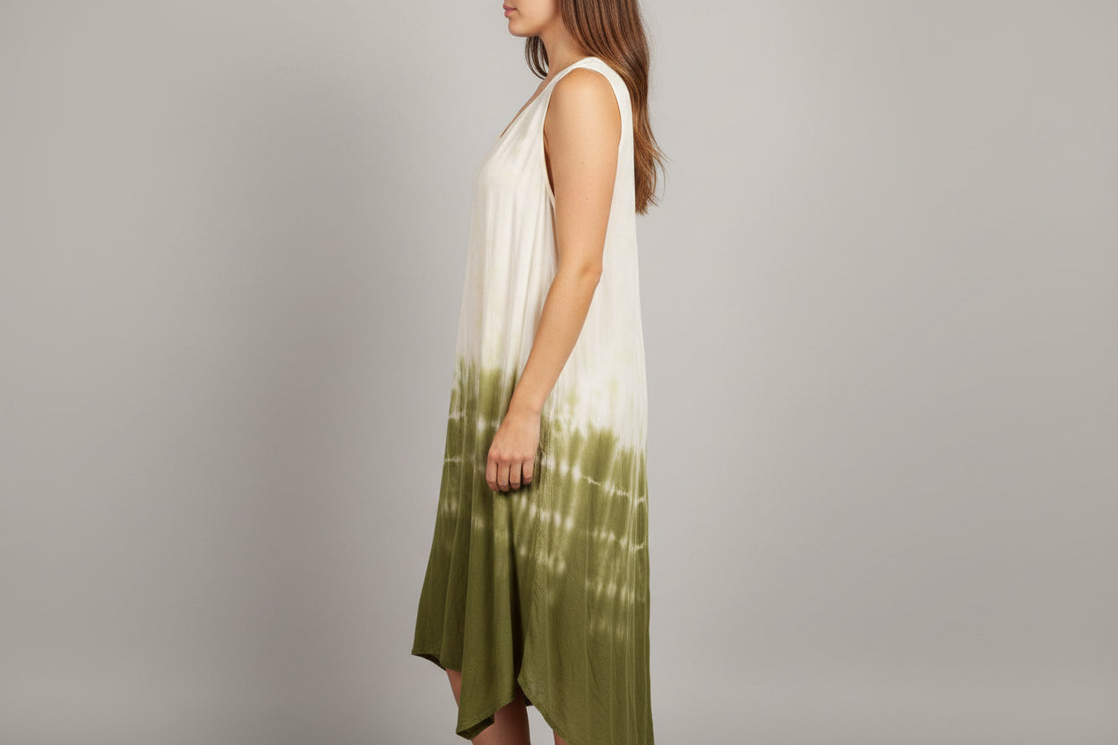 India Boutique Olive Green Tie Dye Dress One Size