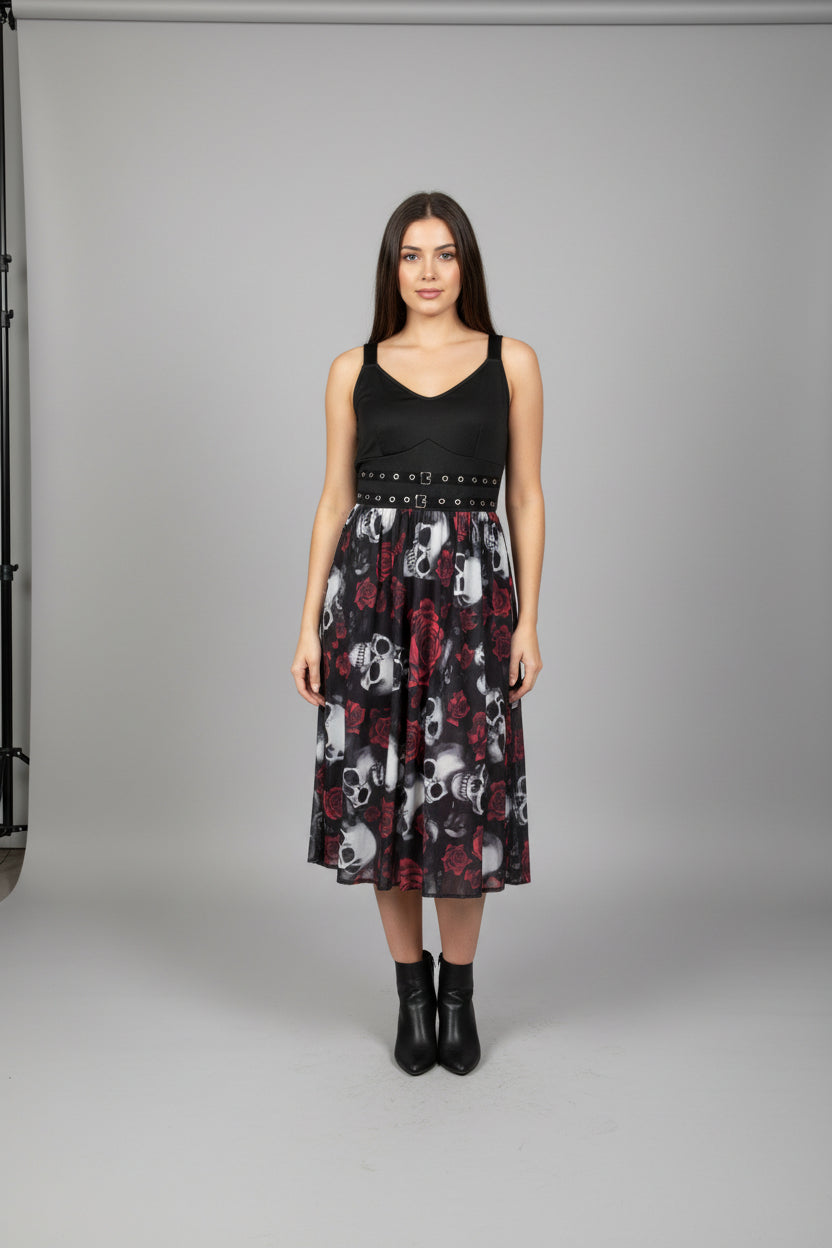 Skull Dress with Buckel at Waistline Size 2X