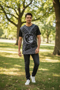 Men’s Mushroom Black T Shirt Short sleeves. Sizes Small,Medium