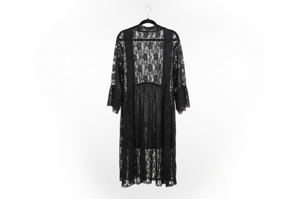 Origami Teen Girls Black Lace Cardigan with 3/4 Sleeve . Size Large