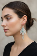 Silver Eagle Earrings with Turquoise Stones