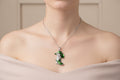 Silver & Green Dangle Necklace with Cowboy Boots with Cowboy Hat