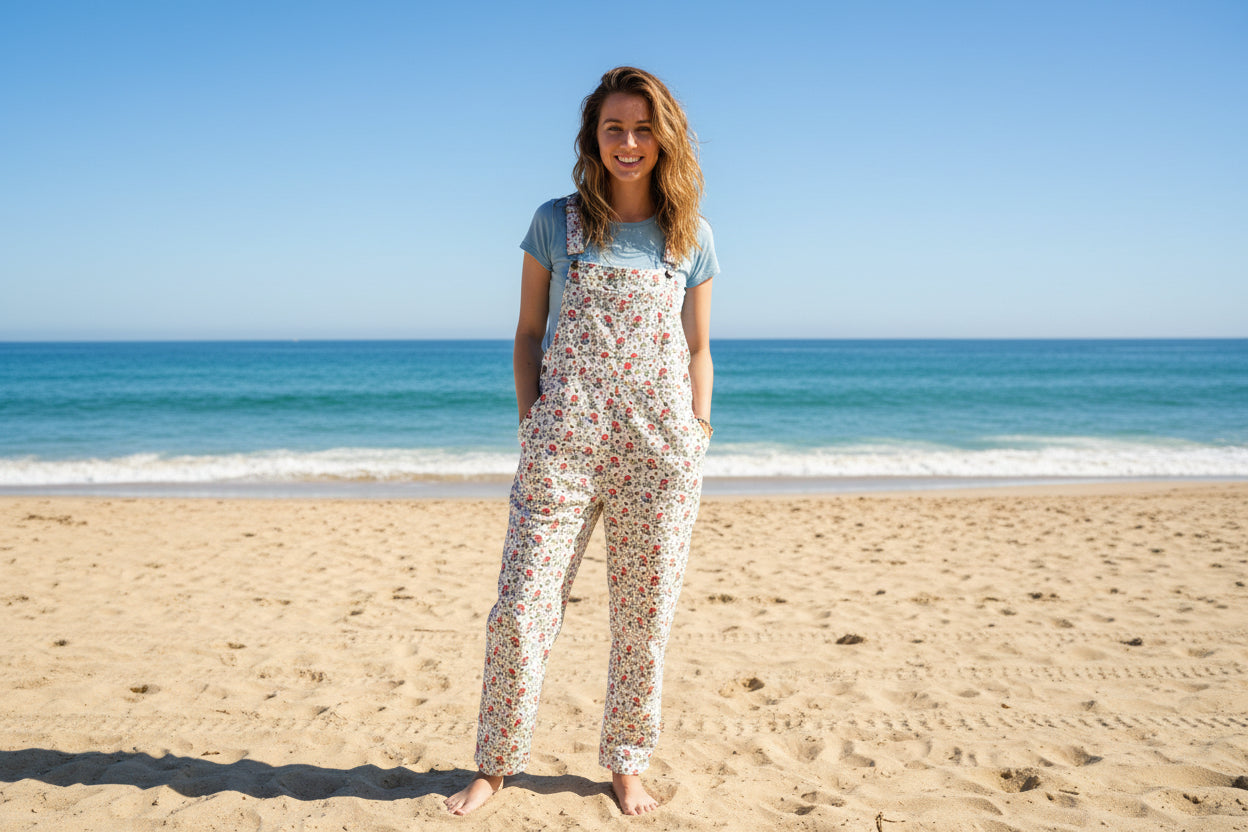 La Soul White Jumpsuit with Orange Mushrooms Sizes Small and Medium