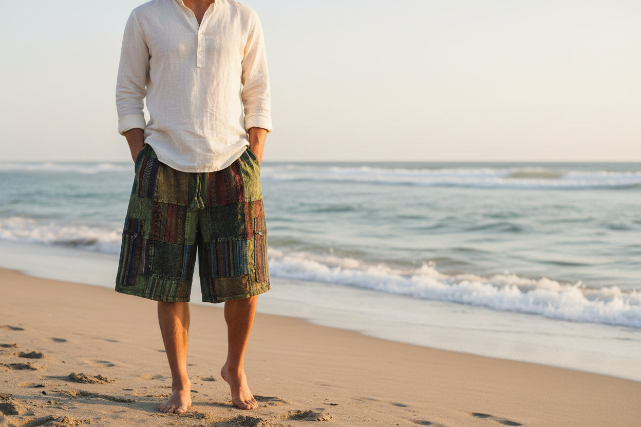 Men’s Culture Shop Patchwork Cargo Shorts, Zippered Pockets