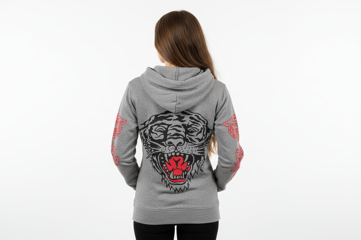 Ed Hardy Grey Hoodie Sweater Unisex Size XL