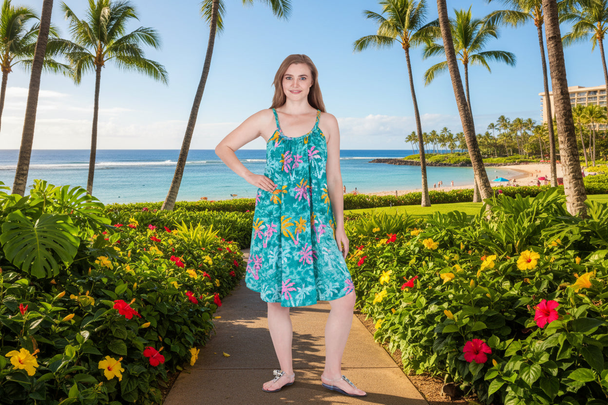 India Boutique Hawaiian Umbrella Dress with Rope Neck . Size Free Size