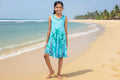 Little girls sleeveless umbrella Dress with palm trees. Sizes s,m,l