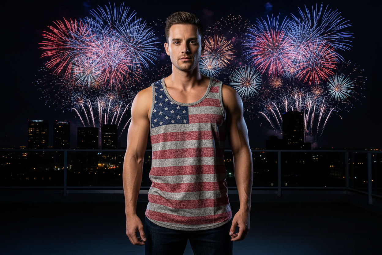 Men’s Patriotic Tank Top. Sizes S,M,L,XL