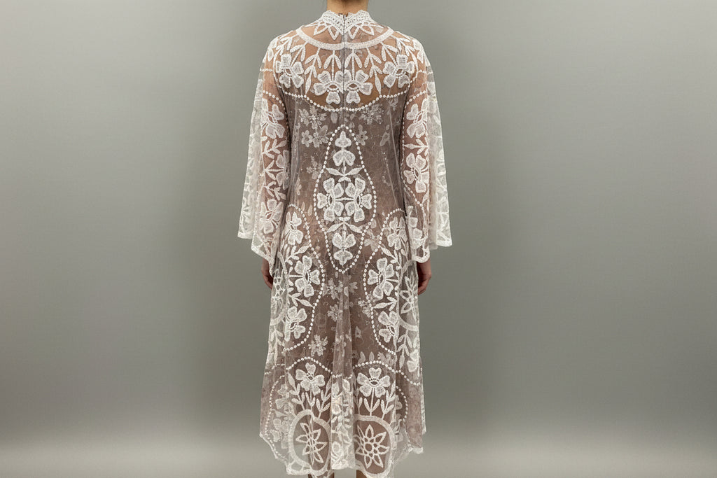 Origami Hi-Lo Brown Floral Lace Cardigan Free Size