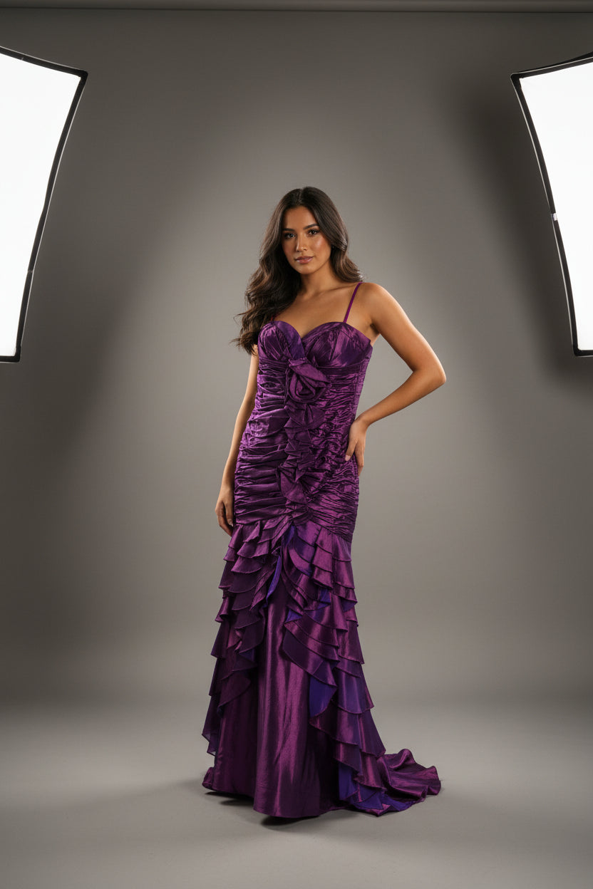 Purple Strapless Long Formal Size 12-14