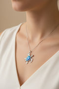 Sea Turtle Neckles with Beautiful Blue Stones on His Shell