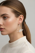 Silver Butterfly Earrings with Folded Wings