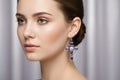Silvery Cross Earrings with Wire Wrap Around a Stone Heart