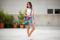 Kathmandu Large Tie Dye Tote Bag with Button Closure and Shoulder Strap.