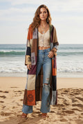 Yak & Yeti Long Lightweight Coat with Mushrooms and Other Designs. Has Hoodie and Pockets Sizes M/L,L/XL