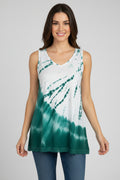 Yak & Yeti Soft Tie Dye Tank Top with Lace Hemline and Keyhole Back. Sizes S,M,L