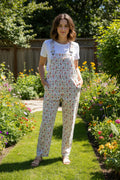 Yak & Yeti White Jumpsuit with Orange Mushrooms Sizes  S,M,L